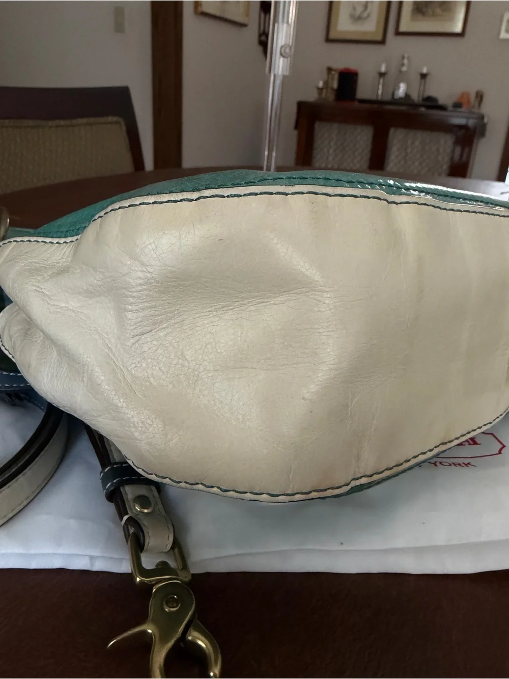 Coach 70th Anniversary Colorblock Willis Bag - Turquoise & Bone Limited Edition